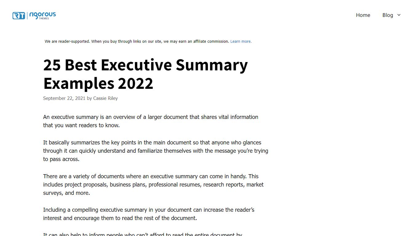 25 Best Executive Summary Examples 2022 - Rigorous Themes