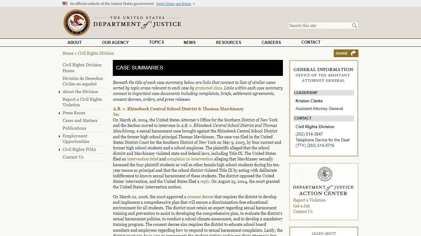 Case Summaries - United States Department of Justice